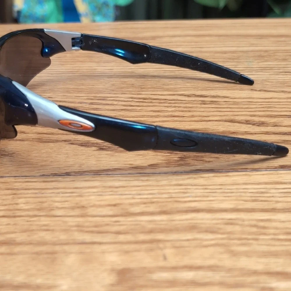 Oakley Flak Jacket Sunglasses Men Blue Gray Oval Sports